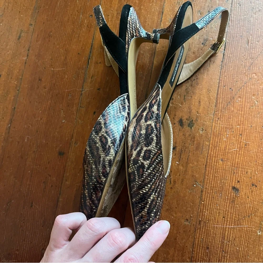 JEROME DREYFUSS Made in France Snakeskin Slingback Kitten Heels - Picture 3 of 8